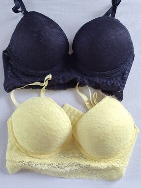 Thalia Sodi 36B Bra Bundle NWT Lace Push Up Yellow/Navy